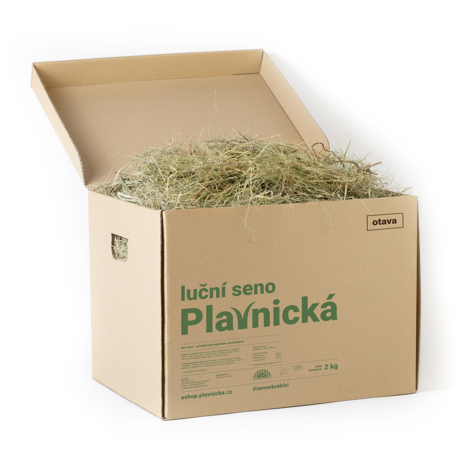 Plavnická BIO luční seno v krabici (pro králíky, morčata a jiné hlodavce) - otava 2 kg