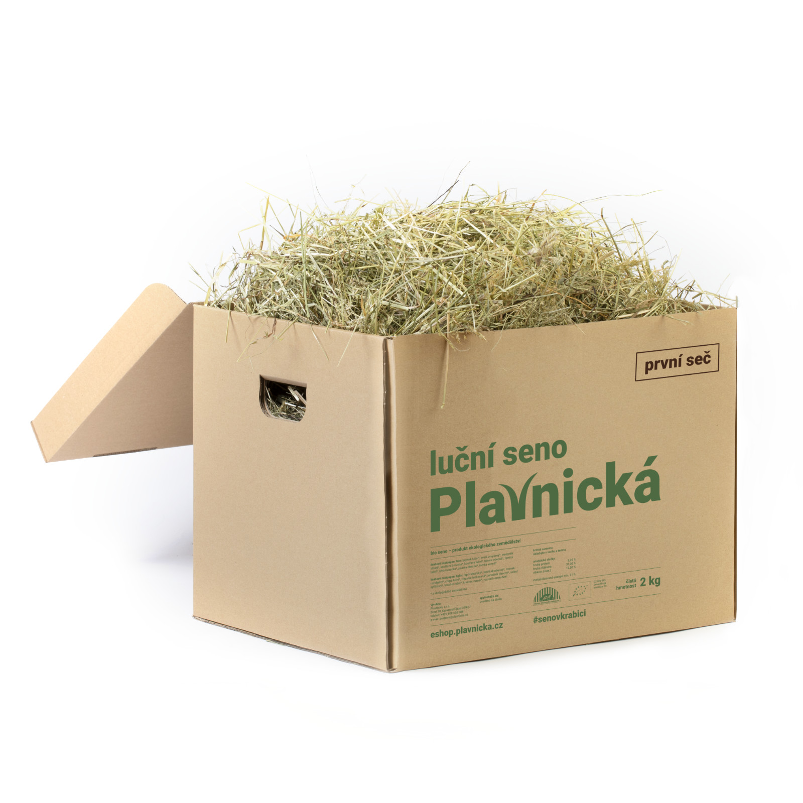 Plavnická BIO luční seno v krabici (pro králíky, morčata a jiné hlodavce) - 1. seč 2 kg