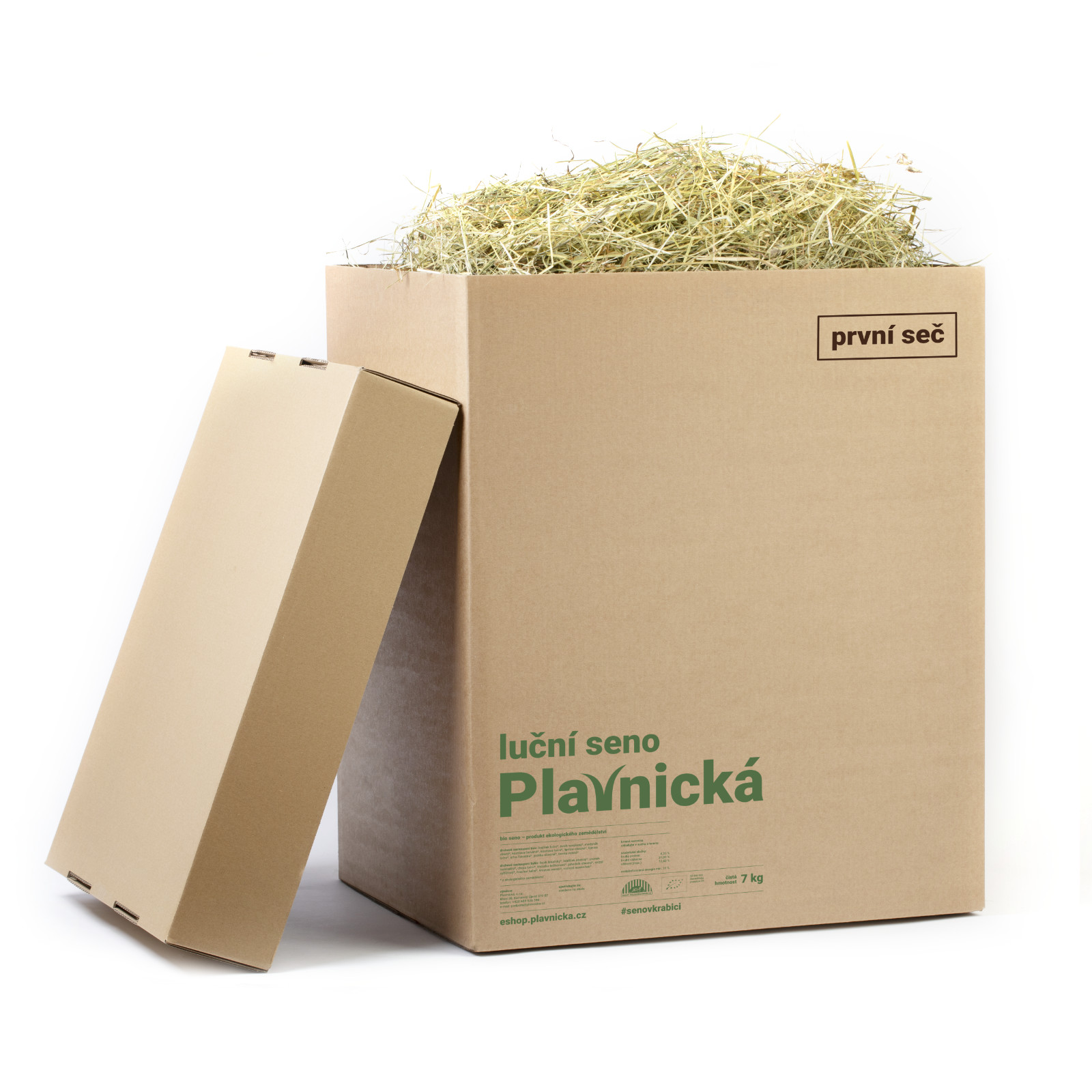 Plavnická BIO luční seno v krabici (pro králíky, morčata a jiné hlodavce) - 1. seč 7 kg